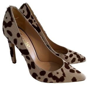 The Mode Collective Leopard Print Brown and Taupe Calf Hair Pointed Toe Pump